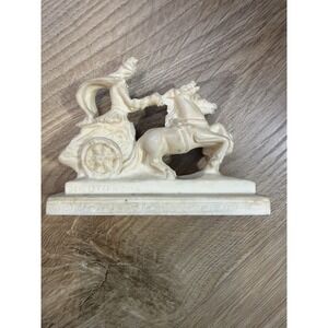 Vintage Roman Gladiator Chariot with 2 Horses-R.Leoni Statue